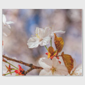 Weißes Sakura-Blume und Orangefarbene Blätter Geschenkpapier (Flach)