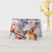 Weißes Sakura-Blume und Orangefarbene Blätter Karte (Gelbe Blume)