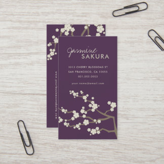 Weißes Sakura Orientalisches Kirschblüten Elegante Visitenkarte