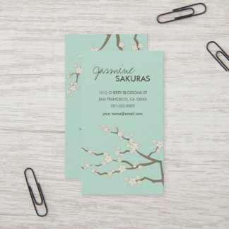 Weißes Sakura Orientalisches Kirschblüten Elegante Visitenkarte