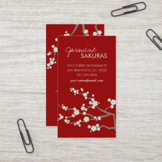 Weißes Sakura Orientalisches Kirschblüten Elegante Visitenkarte