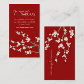 Weißes Sakura Orientalisches Kirschblüten Elegante Visitenkarte (Vorne/Hinten)
