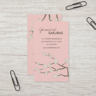 Weißes Sakura Orientalisches Kirschblüten Elegante Visitenkarte