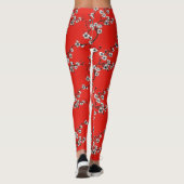 Weißes Sakura Rotes Muster Leggings (Rückseite)
