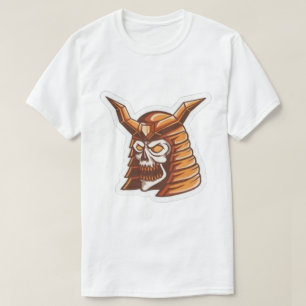 Weißes Samurai-Totenkopf-Grafik-T-Shirt T-Shirt