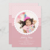 Weißes Scallope Frame Foto Einladung (Vorne/Hinten)