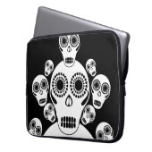 Weißes Schädel-Schwarzes Laptopschutzhülle (Vorderseite Links)