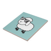 Weißes Schaf in Sonnenbrille Cartoon Fliese (Seite)