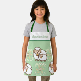 Weißes Schaf mit Niedlichem Personalisiertem Baby Schürze