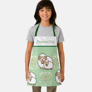 Weißes Schaf mit Niedlichem Personalisiertem Baby Schürze