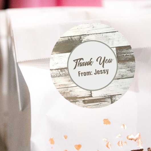 Weißes Scheunenholz rustikales Western Gastgeschen Runder Aufkleber