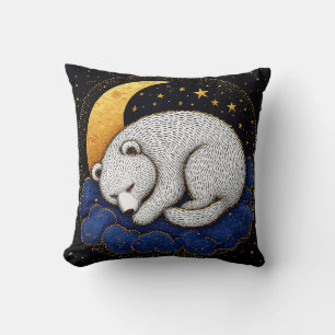 ☁️🐻 Weißes Schlafender-Bär-Wolken-Kuschel-Dekor-G Kissen
