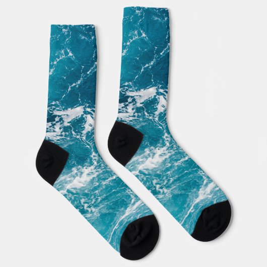 Weißes, schlau-blaues Meerwasser Socken (Rechts)