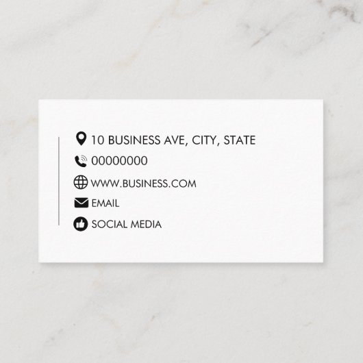 Weißes Schlichtes allgemeines Design Visitenkarte (Rückseite)