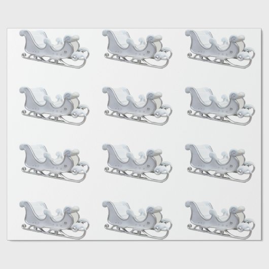 Weißes Schlittenpapier Geschenkpapier (Flach)