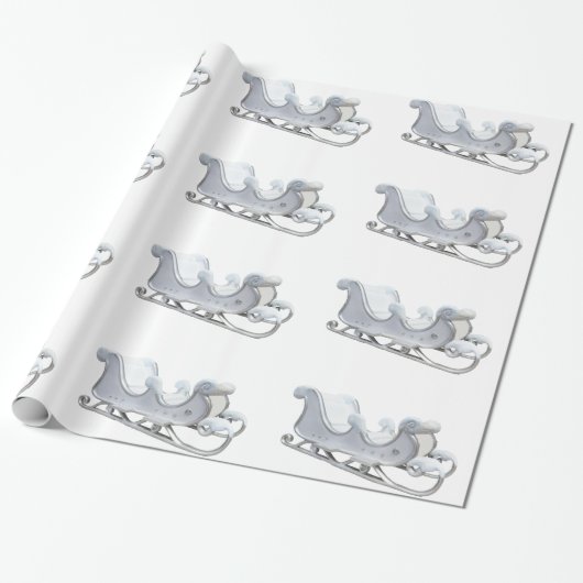 Weißes Schlittenpapier Geschenkpapier (Ungerollt)