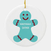 Weißes Schneeflocken-Blaues Lebkuchen Foto Keramik Ornament (Hinten)