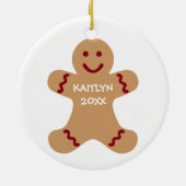 Weißes Schneeflocken, braunes Lebkuchen, Foto Keramik Ornament (Hinten)