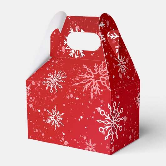 Weißes Schneeflocken Rot Geschenkschachtel (Vorderseite)