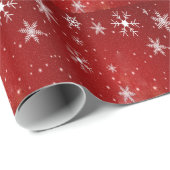 Weißes Schneeflocken und rotes Hintergrundpapier Geschenkpapier (Rolleneckpunkt)