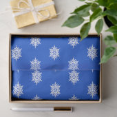 Weißes Schneeflockenmuster auf Blau Seidenpapier (Geschenk)