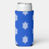 Weißes Schneeflockenmuster auf blau Selters Dosenkühler (Seltzer Rückseite)