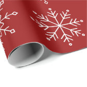 Weißes Schneeflockenmuster auf Rot Geschenkpapier (Rolleneckpunkt)
