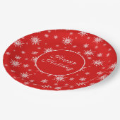 Weißes Schneeflockenmuster Pappteller (Schrägansicht)