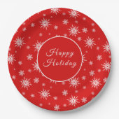 Weißes Schneeflockenmuster Pappteller (Vorderseite)