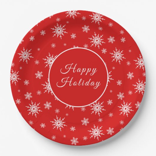 Weißes Schneeflockenmuster Pappteller (Vorderseite)
