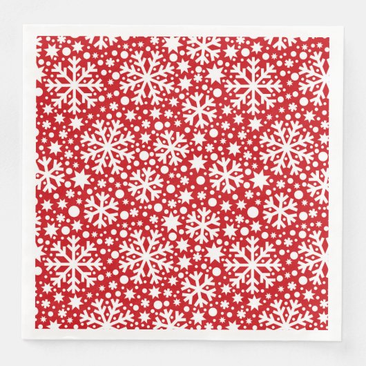 Weißes Schneeflockenmuster Weihnachtsschild Serviette (Vorderseite)