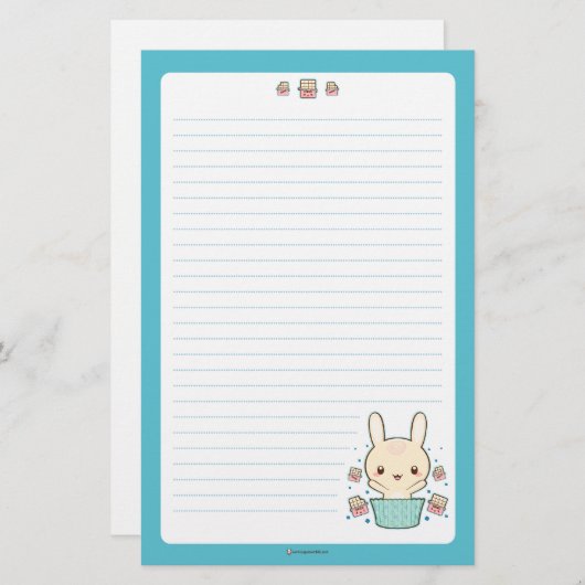 Weißes Schokoladen-Trüffel-Häschen Briefpapier (Vorne/Hinten)