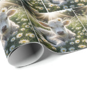Weißes schottisches Hochland-Kalb in Daisien Geschenkpapier (Rolleneckpunkt)