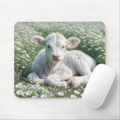Weißes schottisches Hochlandkalb in Daisy Meadow Mousepad (Mit Mouse)
