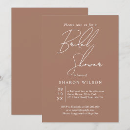 Weißes Schriftzeichen-Mocha-braunes Brautparty Einladung