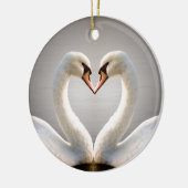 Weißes Schwan-Herz Keramik Ornament (Links)
