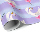 Weißes Schwanenvogelmuster, weißes Kunstpapier Geschenkpapier (Rolleneckpunkt)