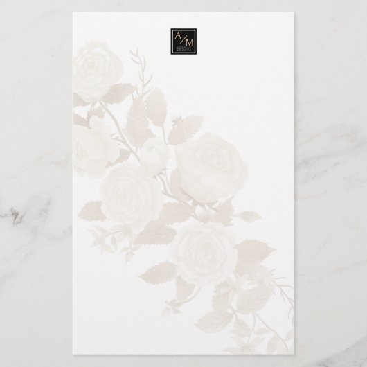 Weißes Schwarz der Rose Briefpapier (Vorderseite)