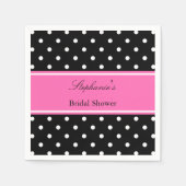 Weißes Schwarz, Hot Pink Polka Dot Brautparty Serviette (Vorderseite)