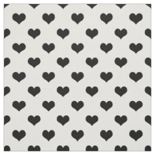 Weißes Schwarz-Liebesherz-Musterdesign Stoff