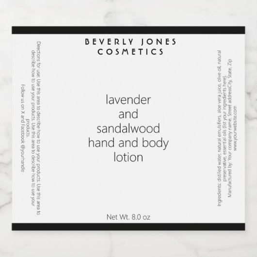 Weißes, schwarz-minimalistisches Etikett für Kosme (Einzelnes Label)