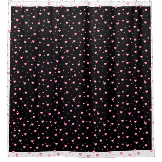 Weißes Schwarz-Rosa-Karton-Muster Duschvorhang (Vorderseite)