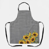 Weißes Schwarzes Buffalo Kariert Gelbe Sonnenblume Schürze (Vorderseite)