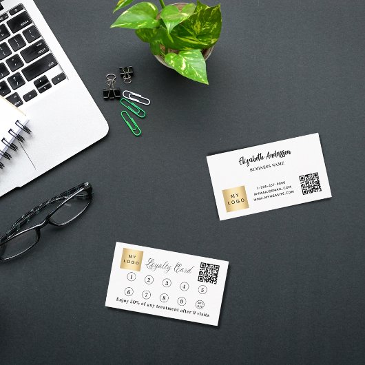 Weißes schwarzes Firmenlogo - QN-Code Treuekarte