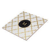 Weißes schwarzes GoldQuatrefoil Muster mit Fliese (Seite)