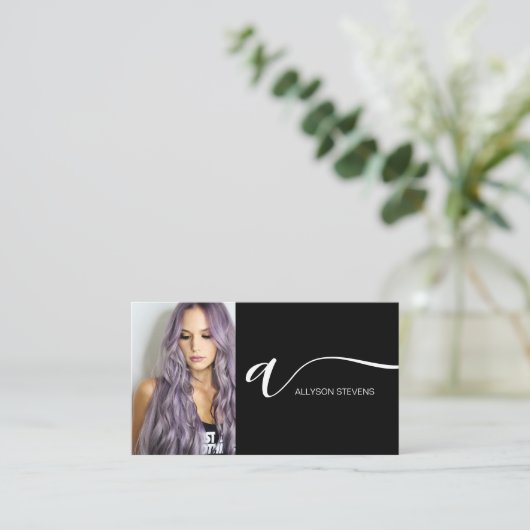 Weißes Schwarzes Haar Make-up Foto erster QL-Code Visitenkarte (Stehend Vorderseite)