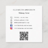 Weißes schwarzes Logo QR-Code für soziale Medien Quadratische Visitenkarte (Rückseite)