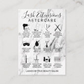 Weißes Schwarzes Marmor Lash Extensions Aftercare Visitenkarte (Vorderseite)