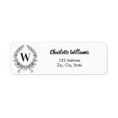 Weißes schwarzes Monogramm Anfangsbuchstabe Kranz  (Vorne)