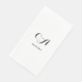 Weißes Schwarzes Monogramm Geburtstag Serviette (Ecke)